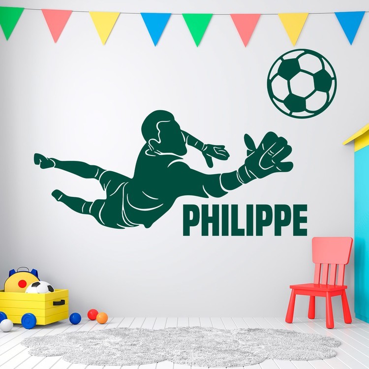 Stickers pour enfants: Silhouette d'un gardien de but avec nom personnali