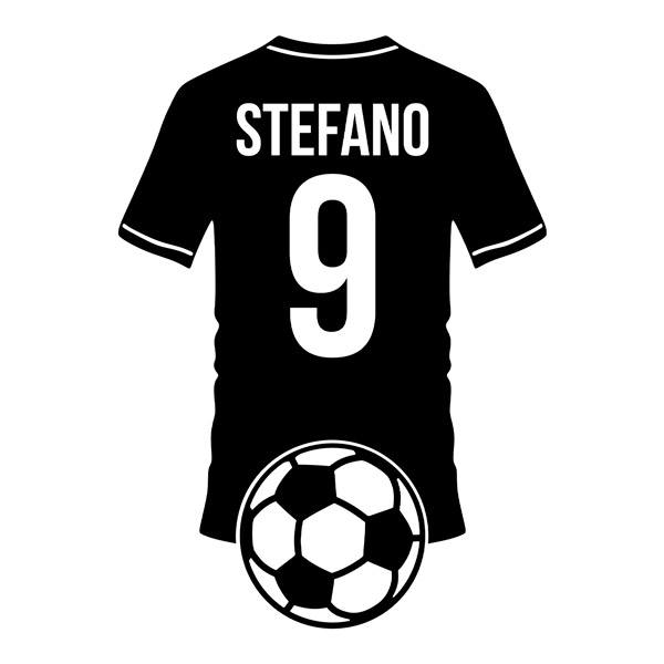 Stickers pour enfants: Silhouette d'un maillot de football avec nom et nu