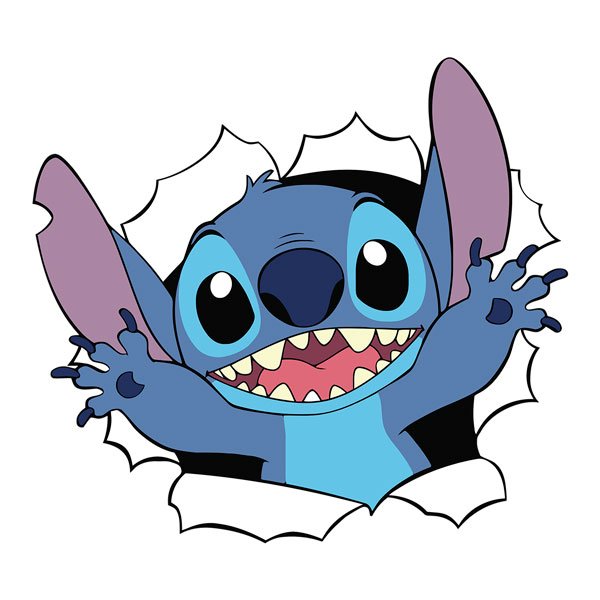 Stickers pour enfants: Stitch sortant du mur