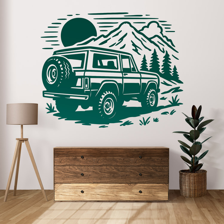 Stickers muraux: 4x4 classique en montagne