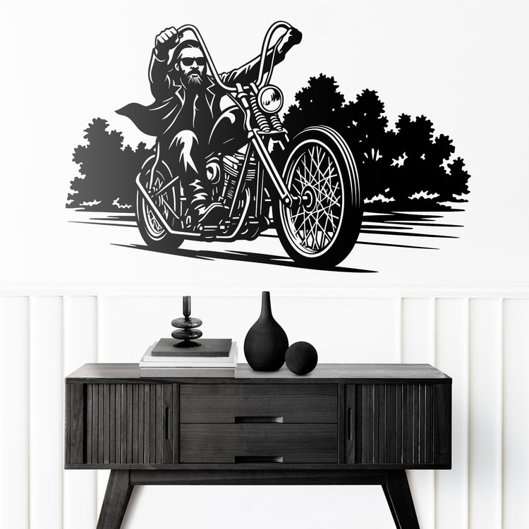 Stickers muraux: Motard Libre sur Chopper