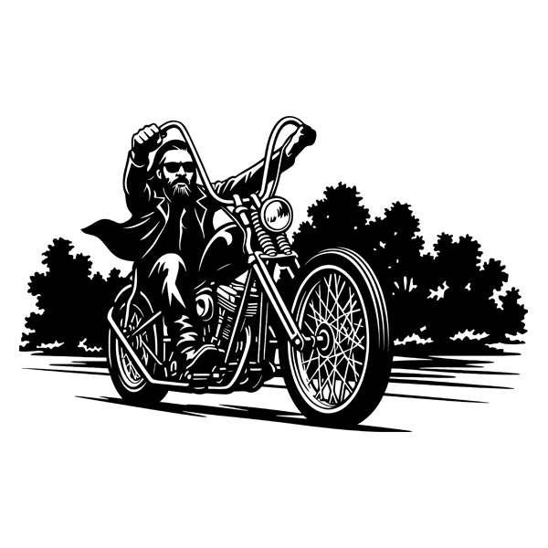 Stickers muraux: Motard Libre sur Chopper
