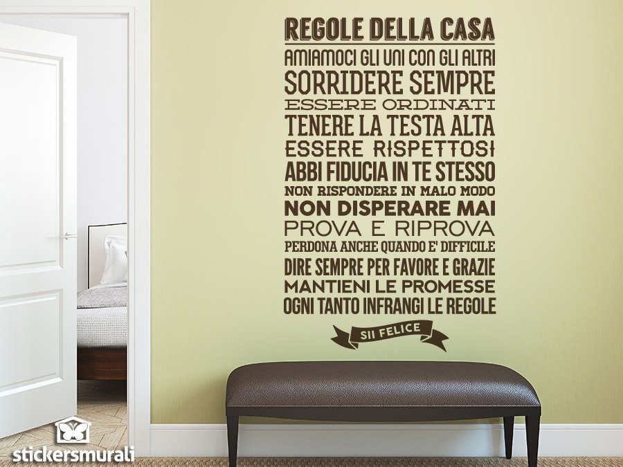 Lepni.me Adesivo Murale Regole Di Famiglia | Vinile 3M, 170x59 Cm, Personalizzabile, Verde Scuro