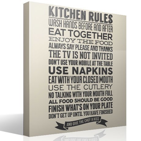 Stickers muraux: Règles de la cuisine - Anglais