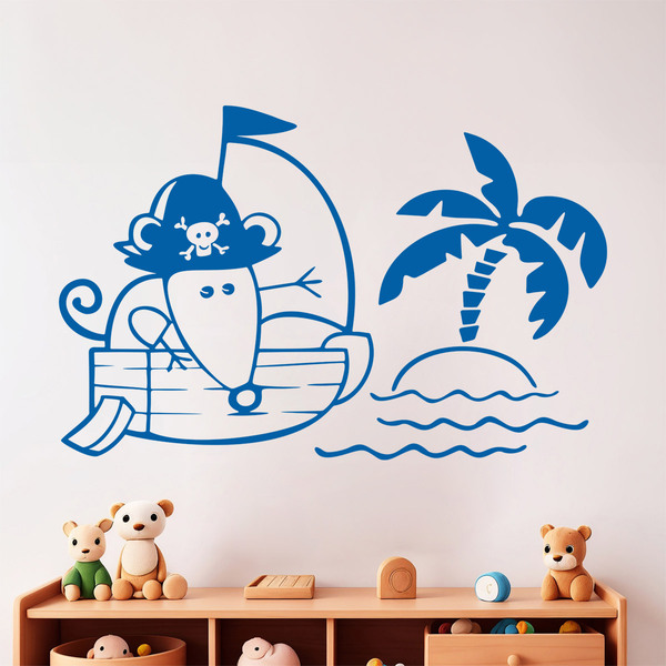 Stickers pour enfants: Souris sur bateau pirate 0