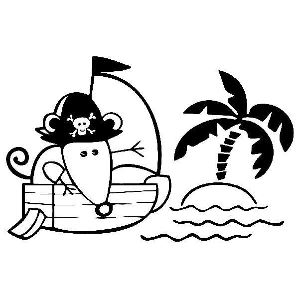 Stickers pour enfants: Souris sur bateau pirate