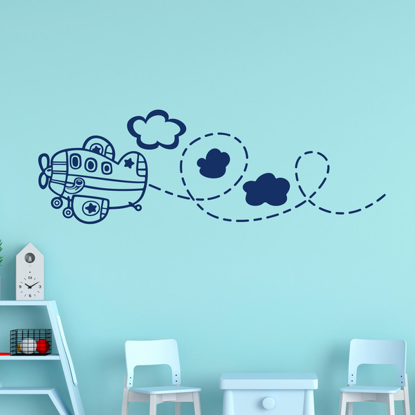 Stickers pour enfants: Avion entre les nuages