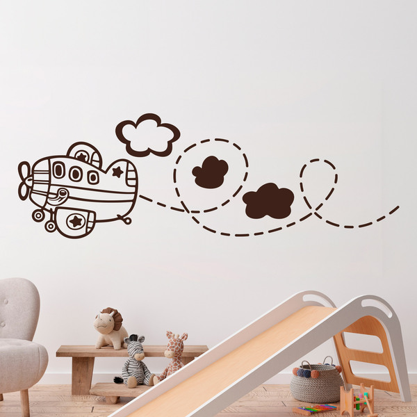 Stickers pour enfants: Avion entre les nuages