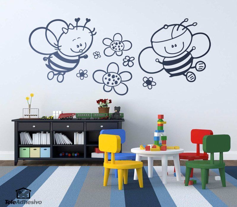 Stickers pour enfants: Abeille et fleurs