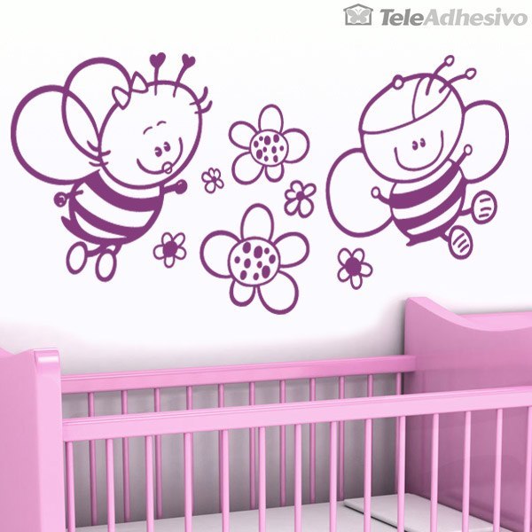 Stickers pour enfants: Abeille et fleurs