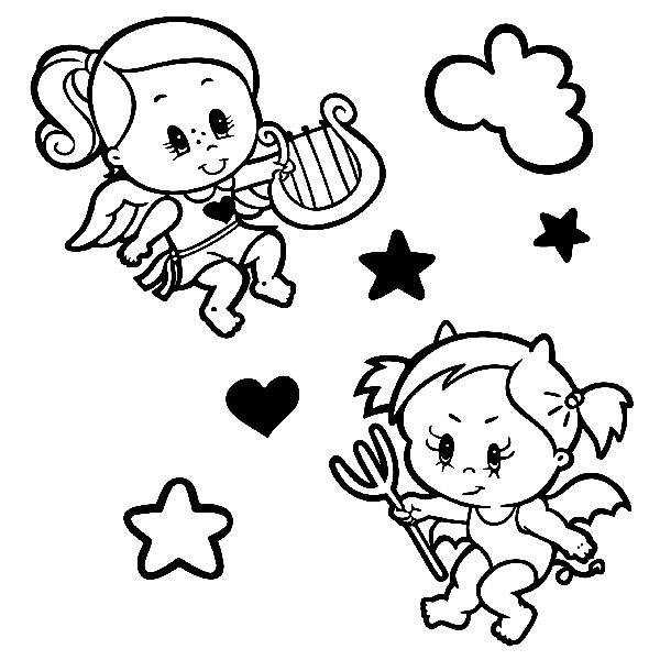 Stickers pour enfants: Ange et Démon bébés