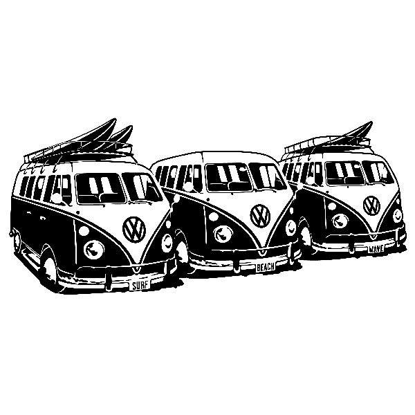 Stickers muraux: 3 Volkswagen Surf Vans