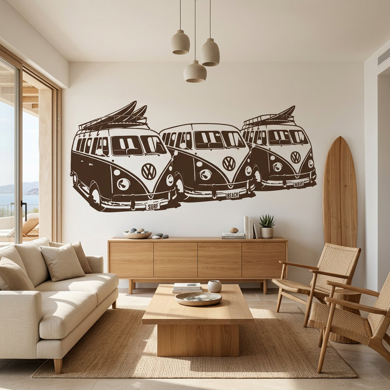Stickers muraux: 3 Volkswagen Surf Vans