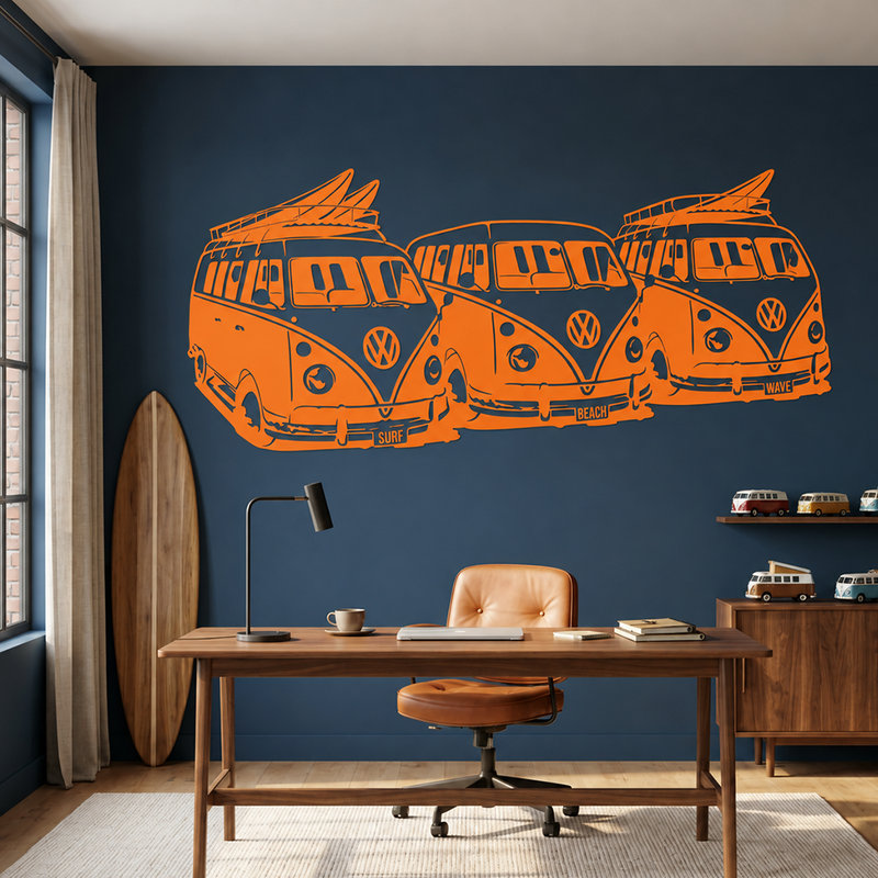 Stickers muraux: 3 Volkswagen Surf Vans