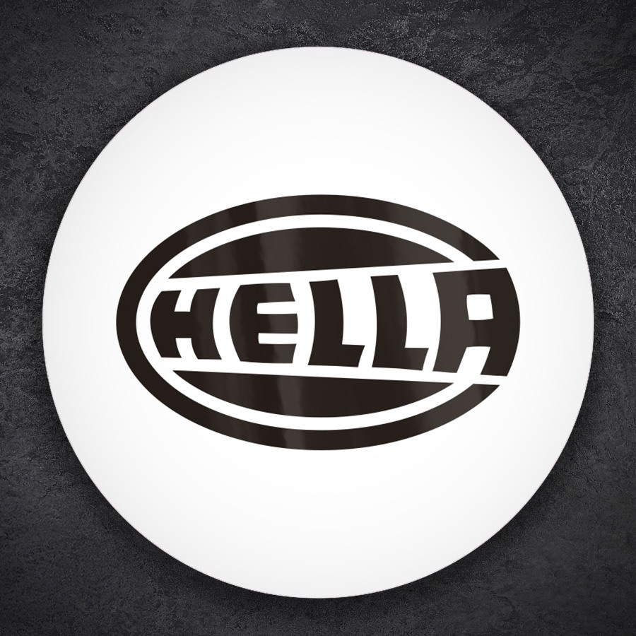 Autocollants: Logo HELLA en Typographie Bold Circulaire