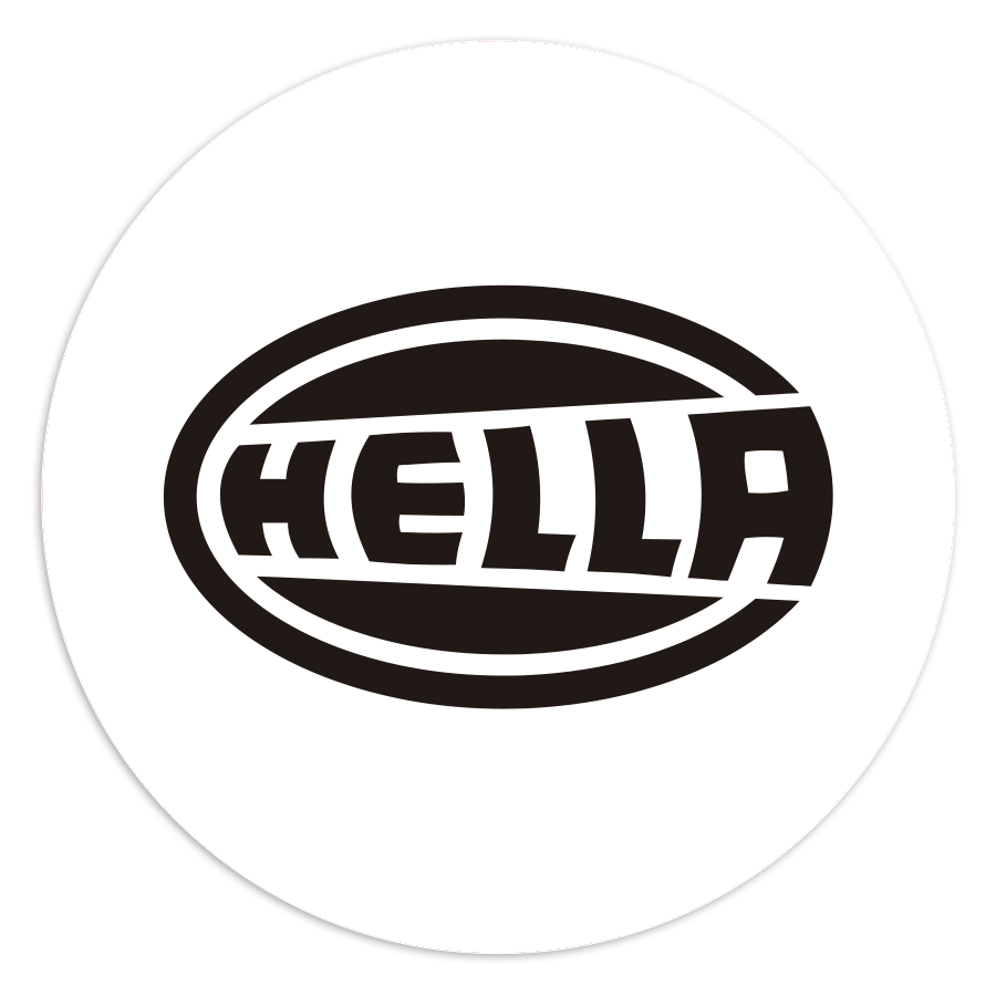 Autocollants: Logo HELLA en Typographie Bold Circulaire