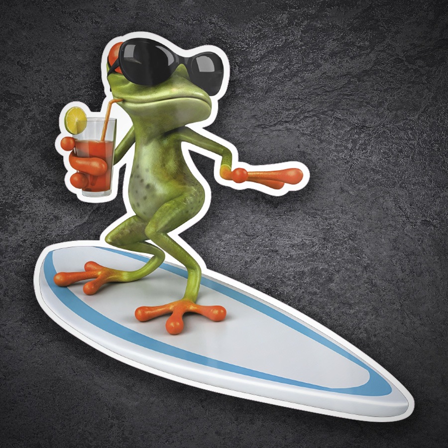 Autocollants: Sticker Grenouille Surfeuse