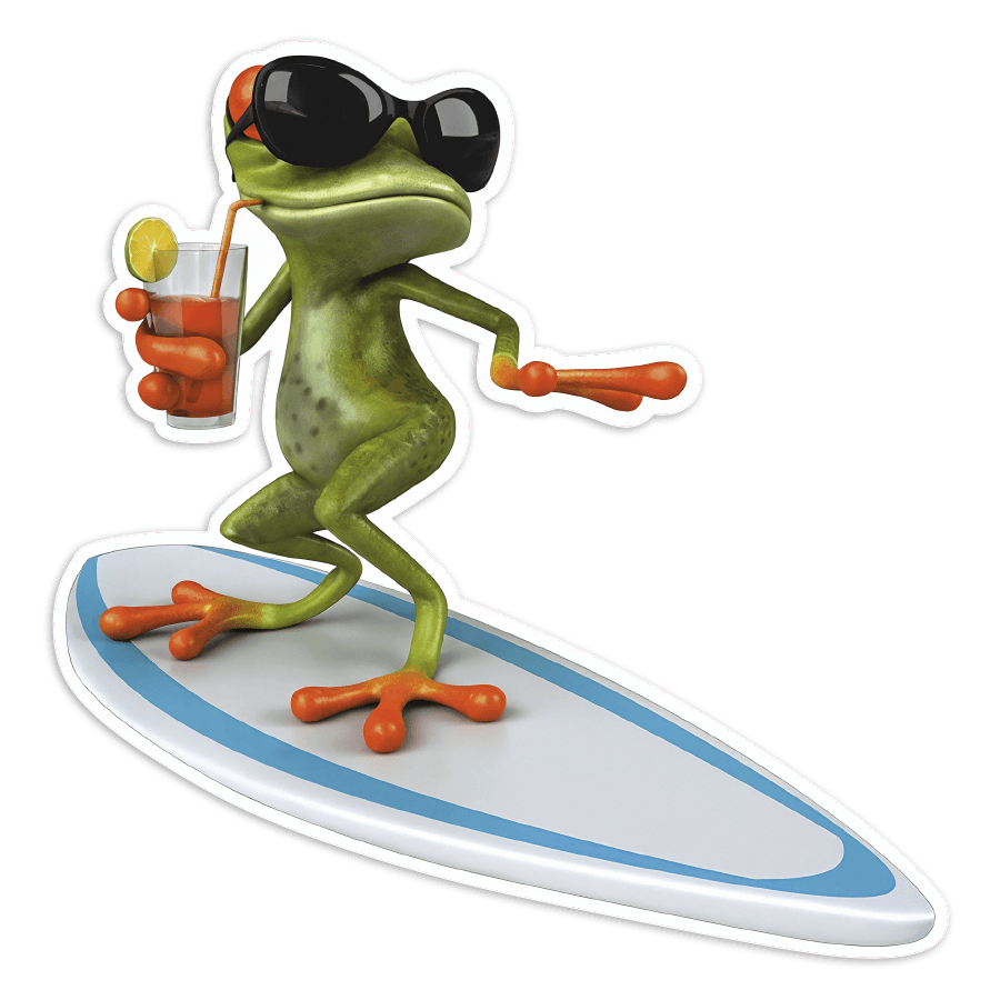 Autocollants: Sticker Grenouille Surfeuse