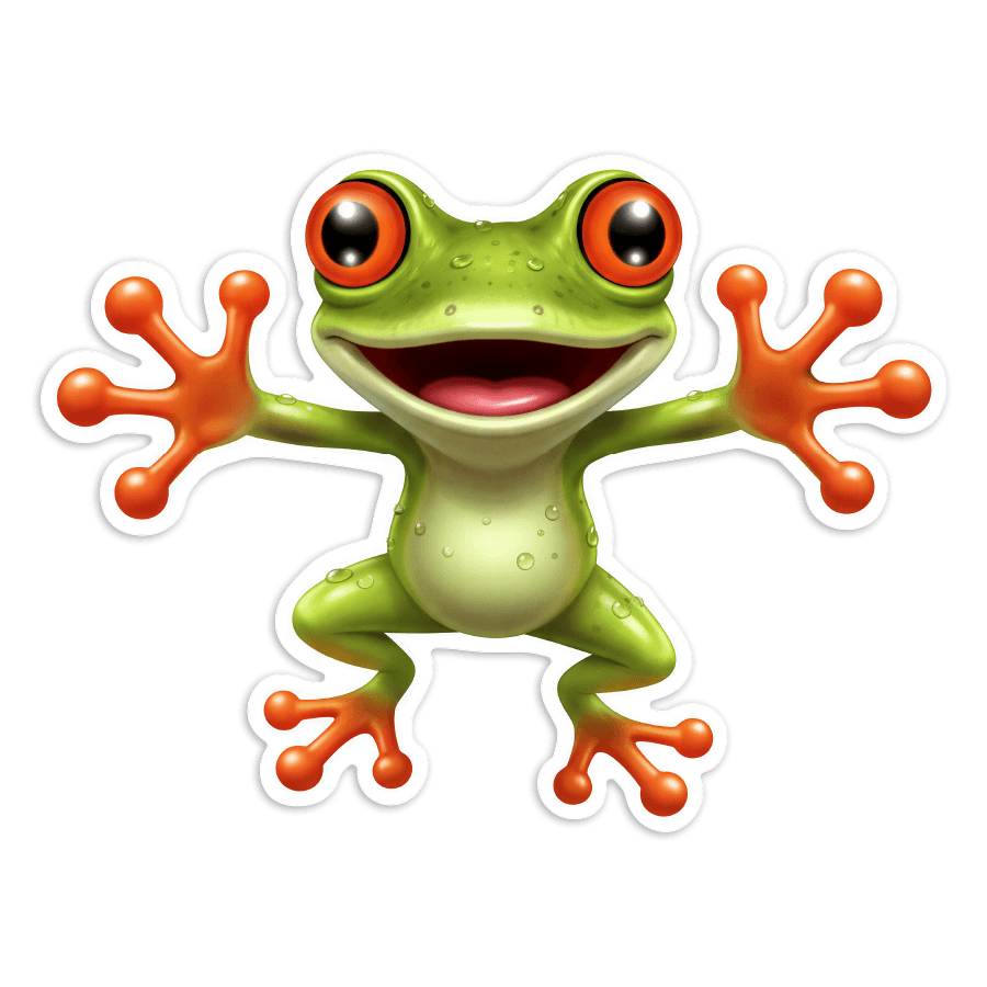 Autocollants: Sticker Grenouille aux Yeux Oranges