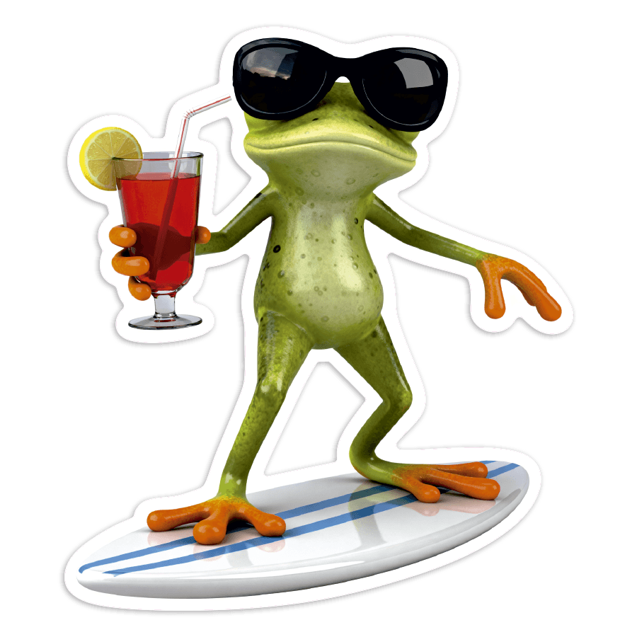 Autocollants: Sticker Grenouille Surfeuse Chill