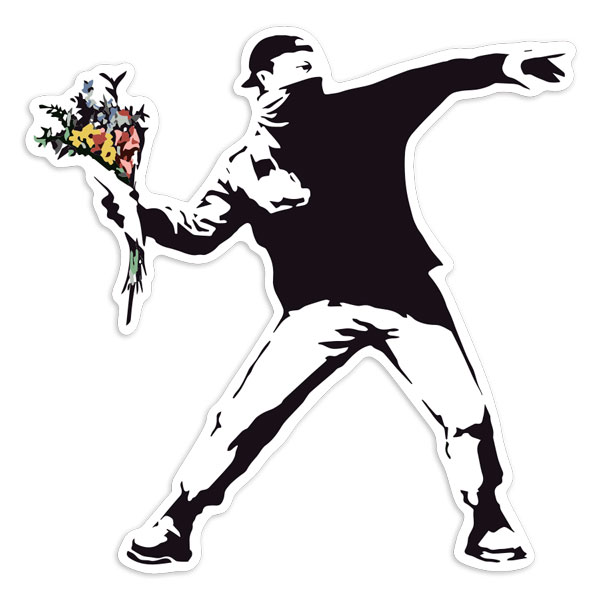 Autocollants: Lanceur de Fleurs Banksy Protestation Pacifique