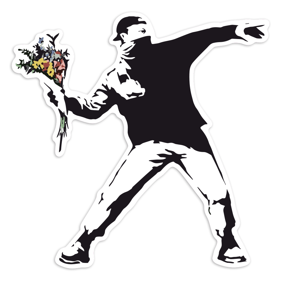 Autocollants: Lanceur de Fleurs Banksy Protestation Pacifique