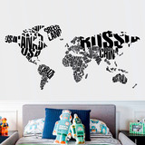 Stickers muraux: Carte du monde typographique 3