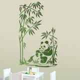 Stickers muraux: Ours panda et cannes de bambou 2
