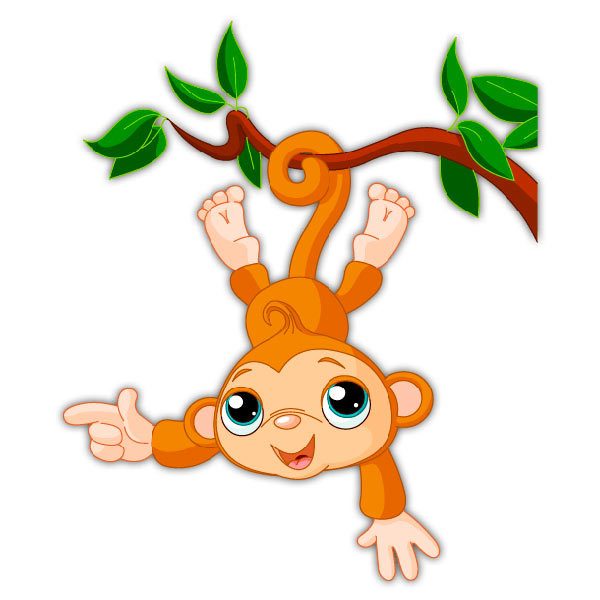 Stickers pour enfants: Singe pendu à la branche