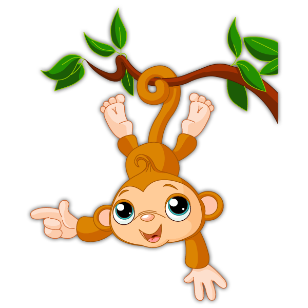 Stickers pour enfants: Singe pendu à la branche