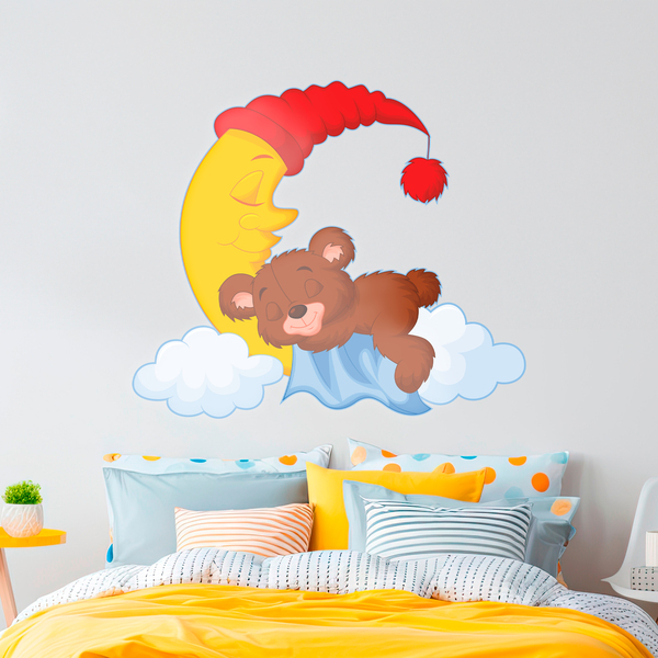 Stickers pour enfants: Peluche rêver sur une lune