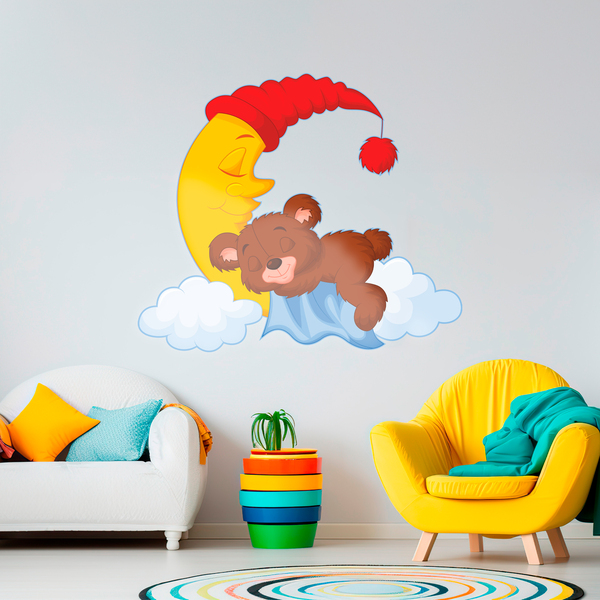 Stickers pour enfants: Peluche rêver sur une lune