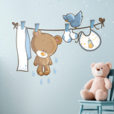 Stickers pour enfants: Petit ours et petit oiseau sur la corde à linge 3