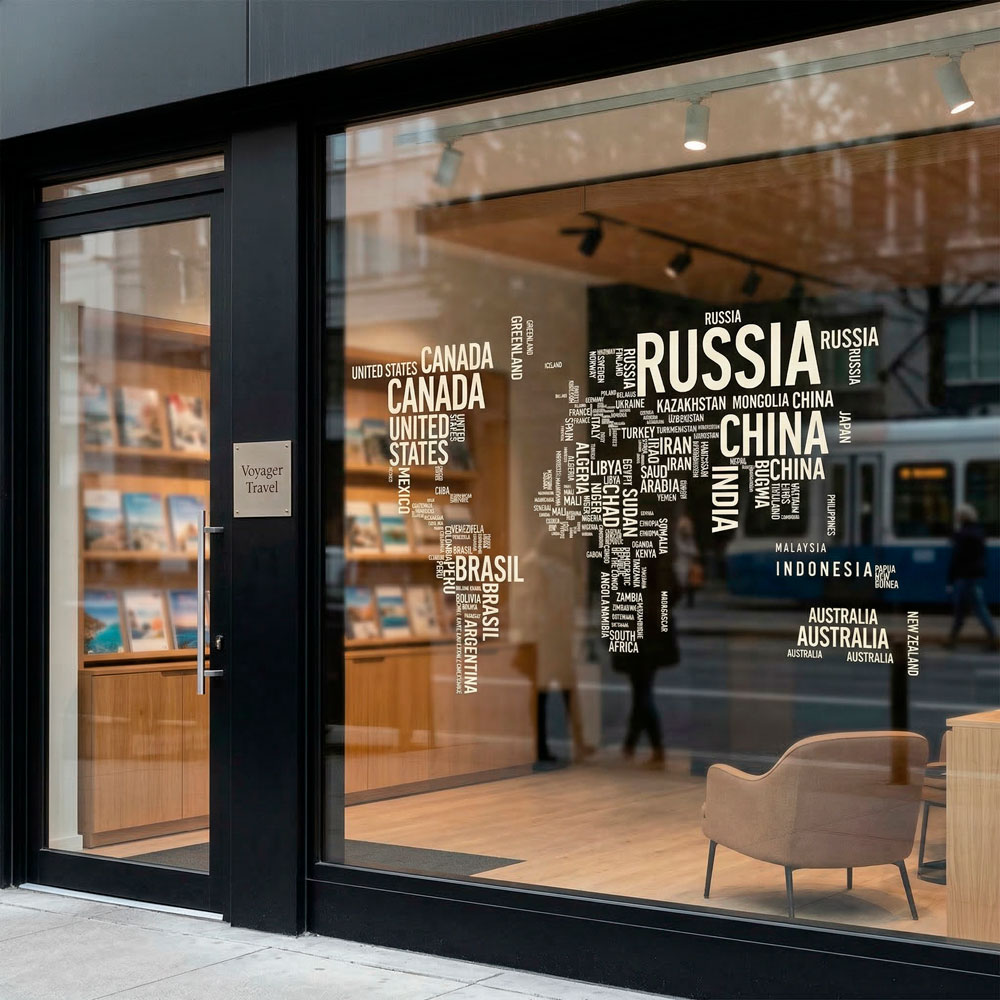 Stickers muraux: Carte du monde typographique