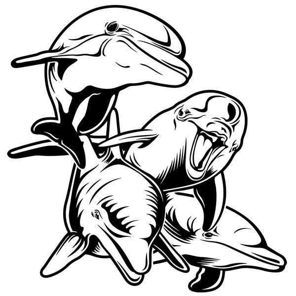 Stickers muraux: 4 Dauphins sur le fond de la mer