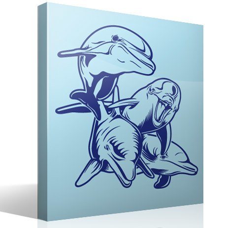 Stickers muraux: 4 Dauphins sur le fond de la mer