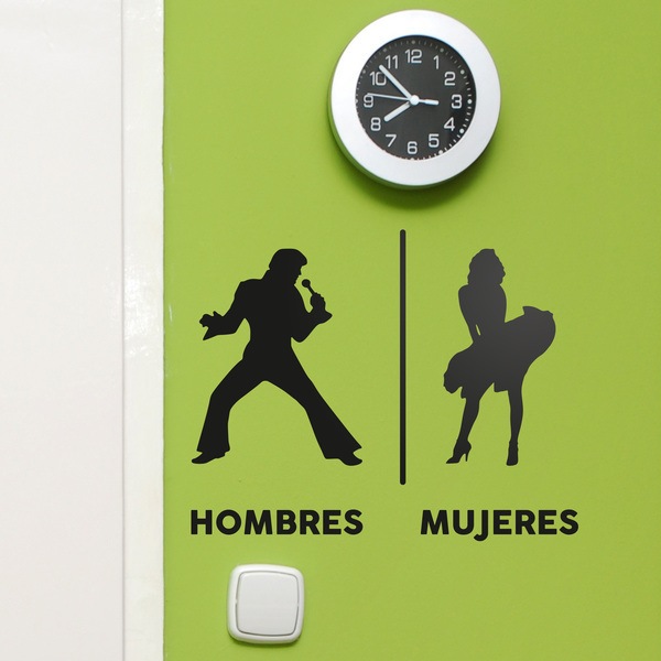Stickers muraux: Elvis signe Marilyn toilet espagnol