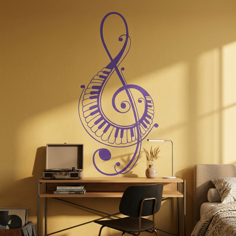 Stickers muraux: Cl&eacute; de sol avec touches de piano