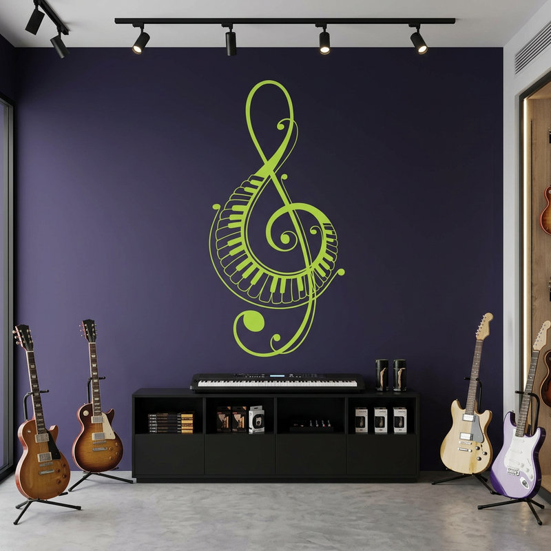 Stickers muraux: Cl&eacute; de sol avec touches de piano
