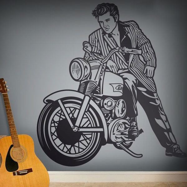 Stickers muraux: Elvis Presley et moto 0