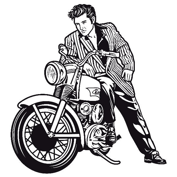 Stickers muraux: Elvis Presley et moto