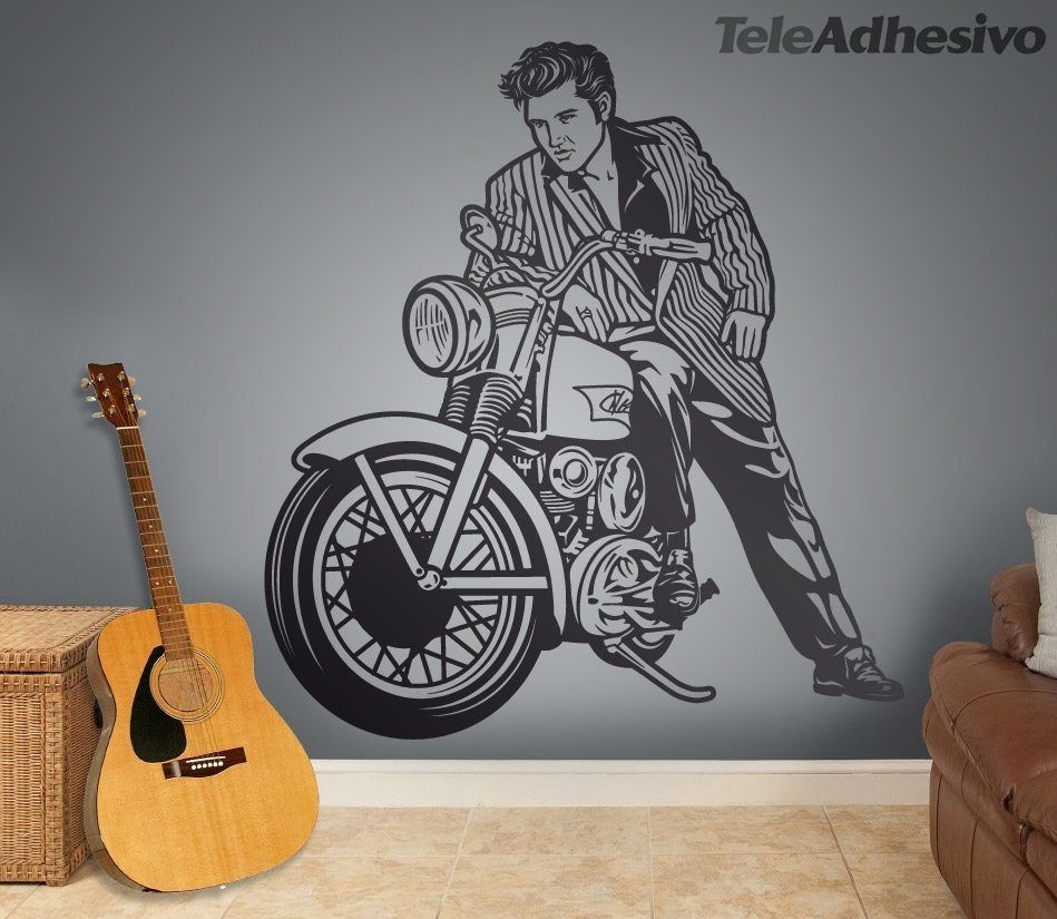 Stickers muraux: Elvis Presley et moto