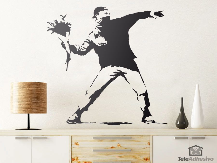 Stickers muraux: Banksy fleurs protestation Lancer