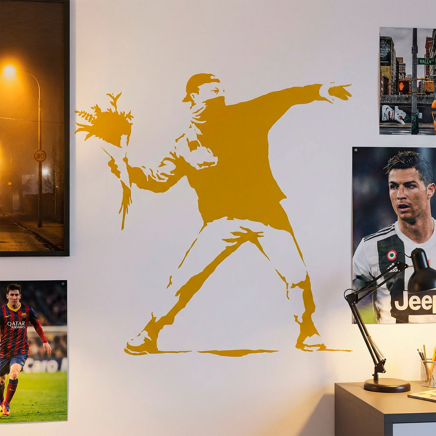 Stickers muraux: Banksy fleurs protestation Lancer