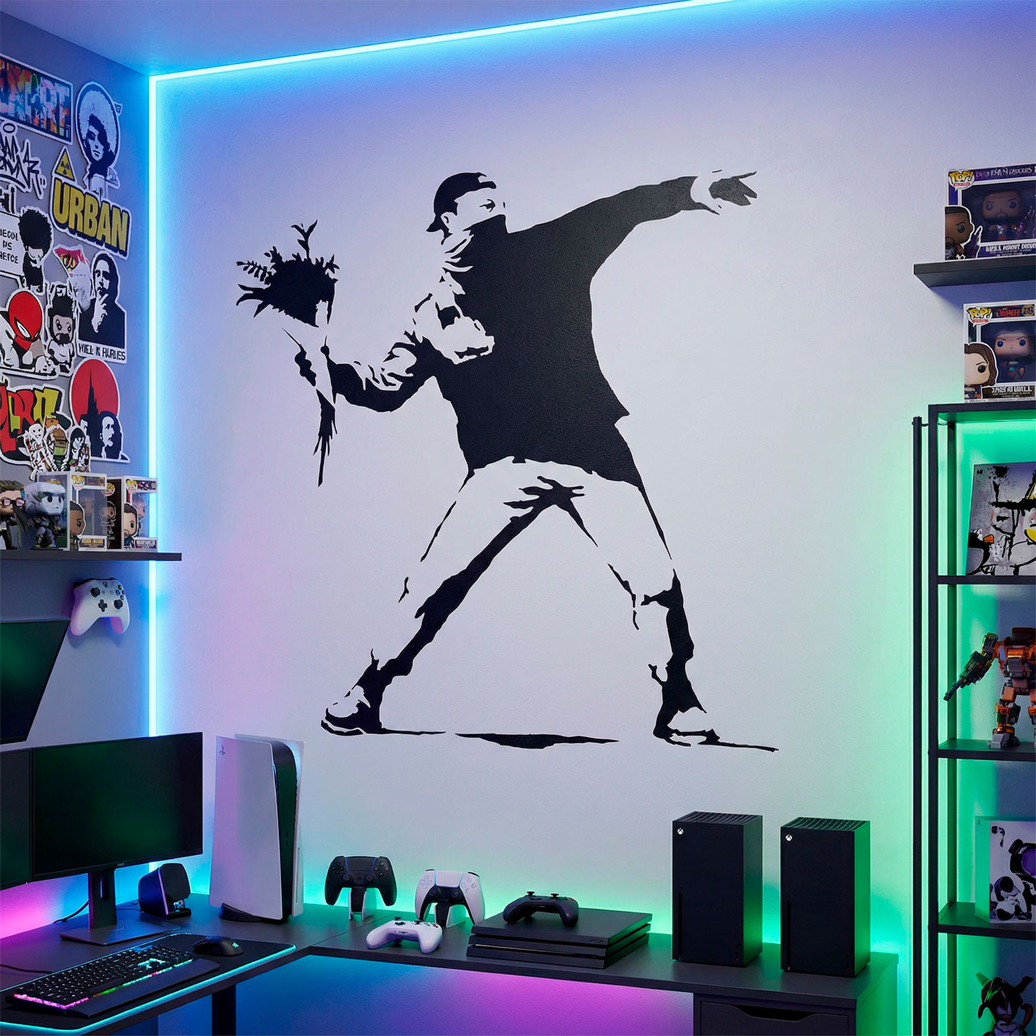 Stickers muraux: Banksy fleurs protestation Lancer