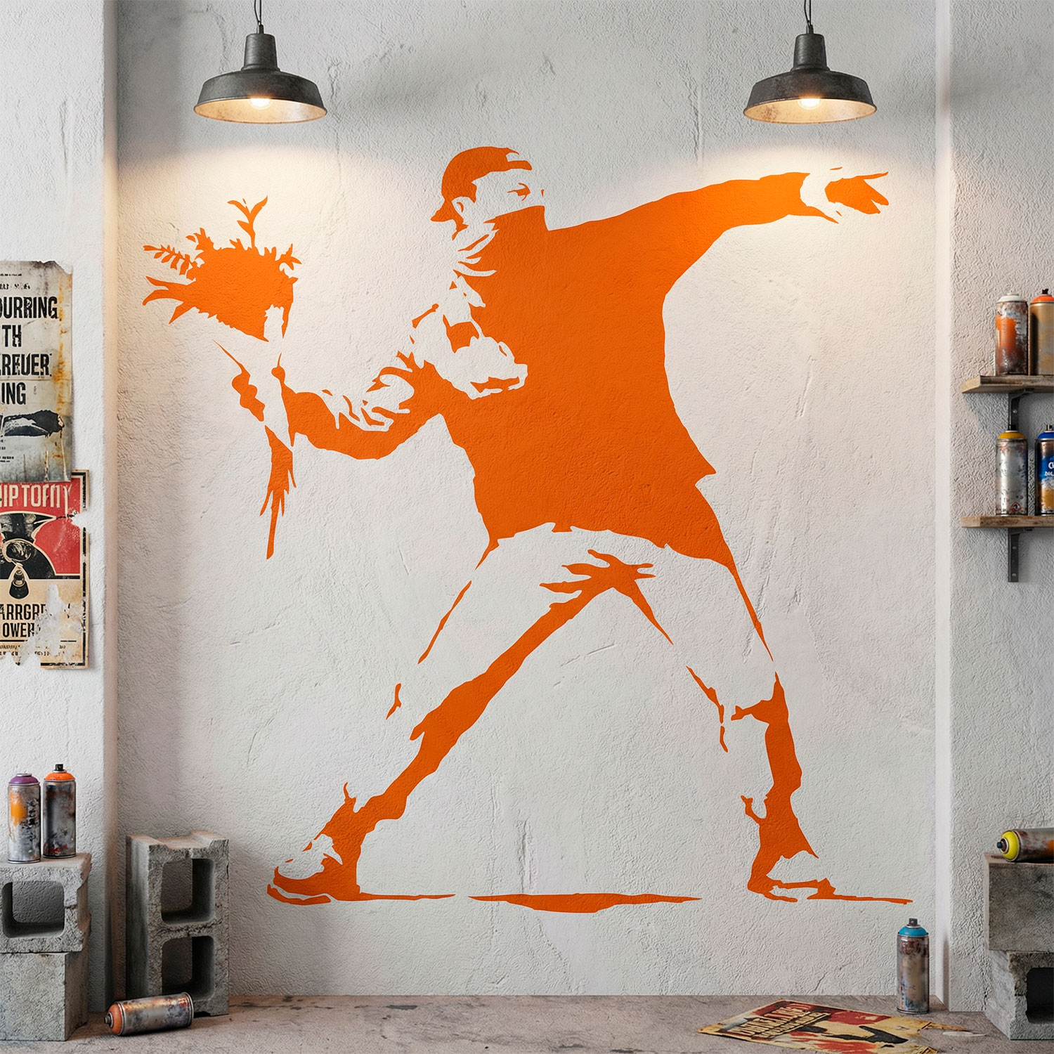 Stickers muraux: Banksy fleurs protestation Lancer