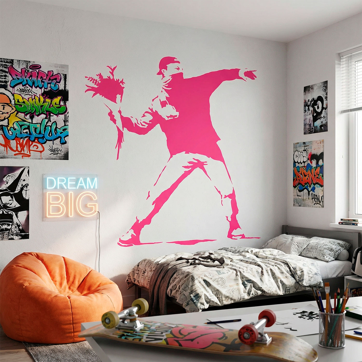 Stickers muraux: Banksy fleurs protestation Lancer