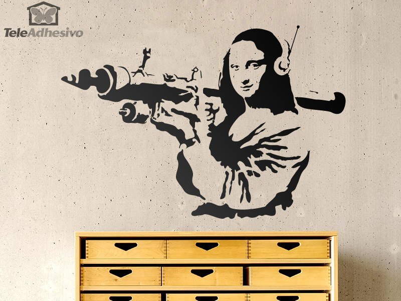 Stickers muraux: La Gioconda avec lance-roquettes - Banksy