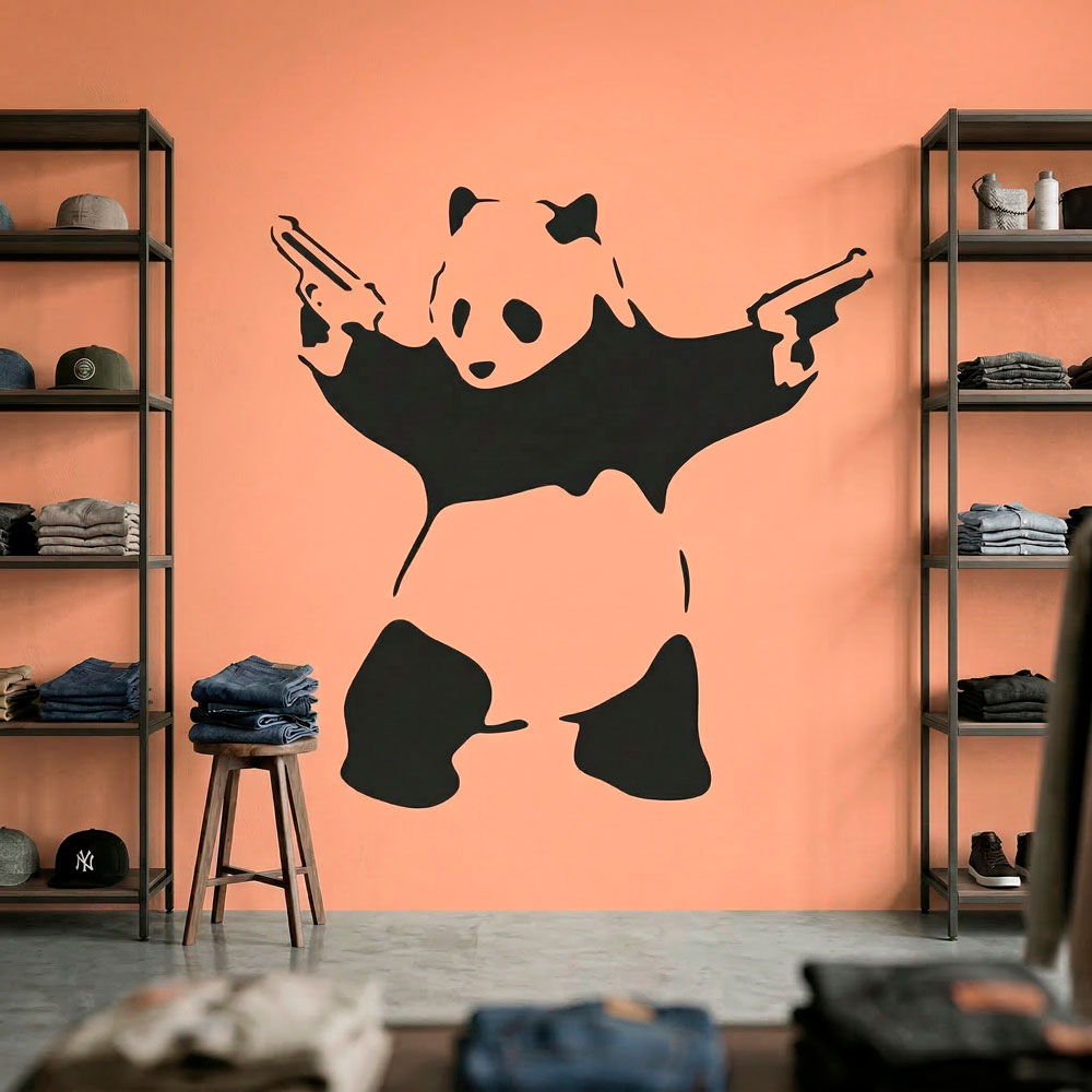 Stickers muraux: Banksy Panda arm&eacute;