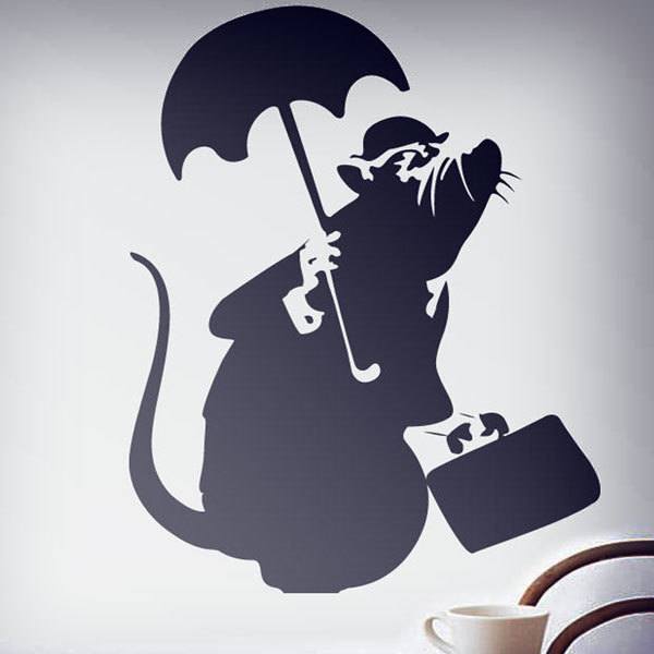 Stickers muraux: Rat avec le parapluie par Banksy